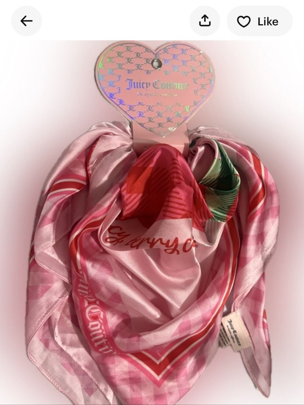 Juicy Couture Pink Silk-Feel Logo Scarf